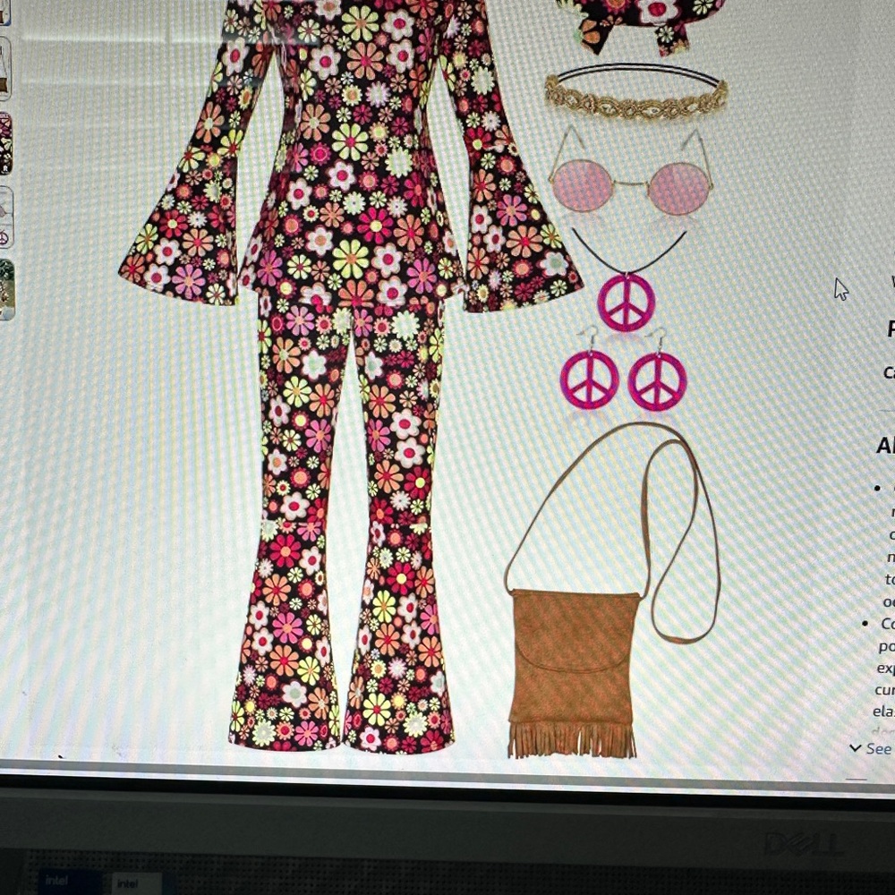 70s woman hippie costume includes everything that are in the pictures